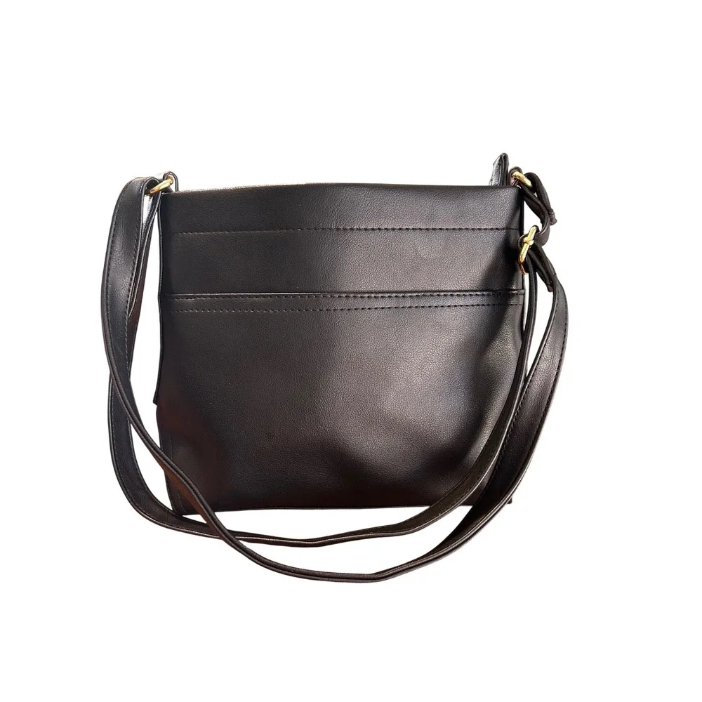 Black Faux Leather Crossbody Bag Gold‎ Hardware TT231135-BLK